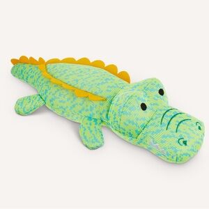 Dog toy in the shape of a crocodile, made of durable fabric, that makes a sound